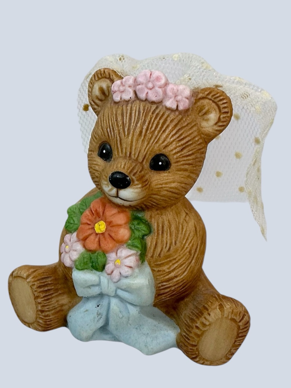 Vintage Bride Teddy Bear Hand Painted Porcelain 1413 Homco Figurine Collectible - Picture 16 of 16